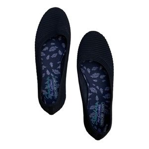 Skechers Women’s Casey-Engineered Textured Knit Skinner Ballet Flat Black Size 9